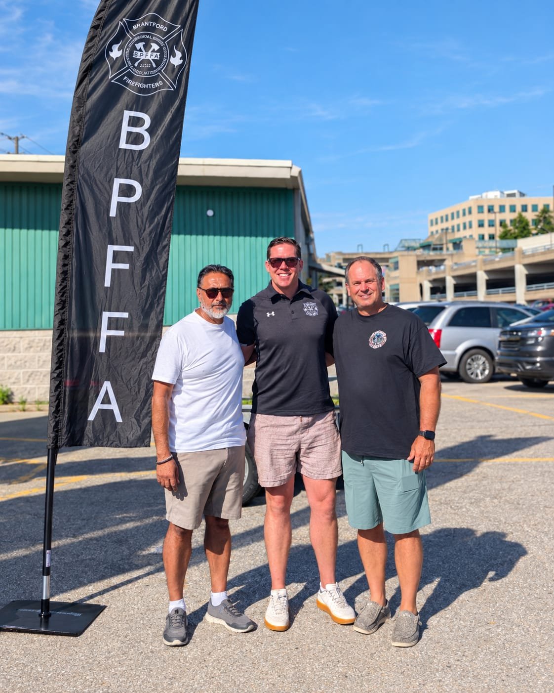 Nick Singh meeting with Brantford Professional Fire Fighters Association members